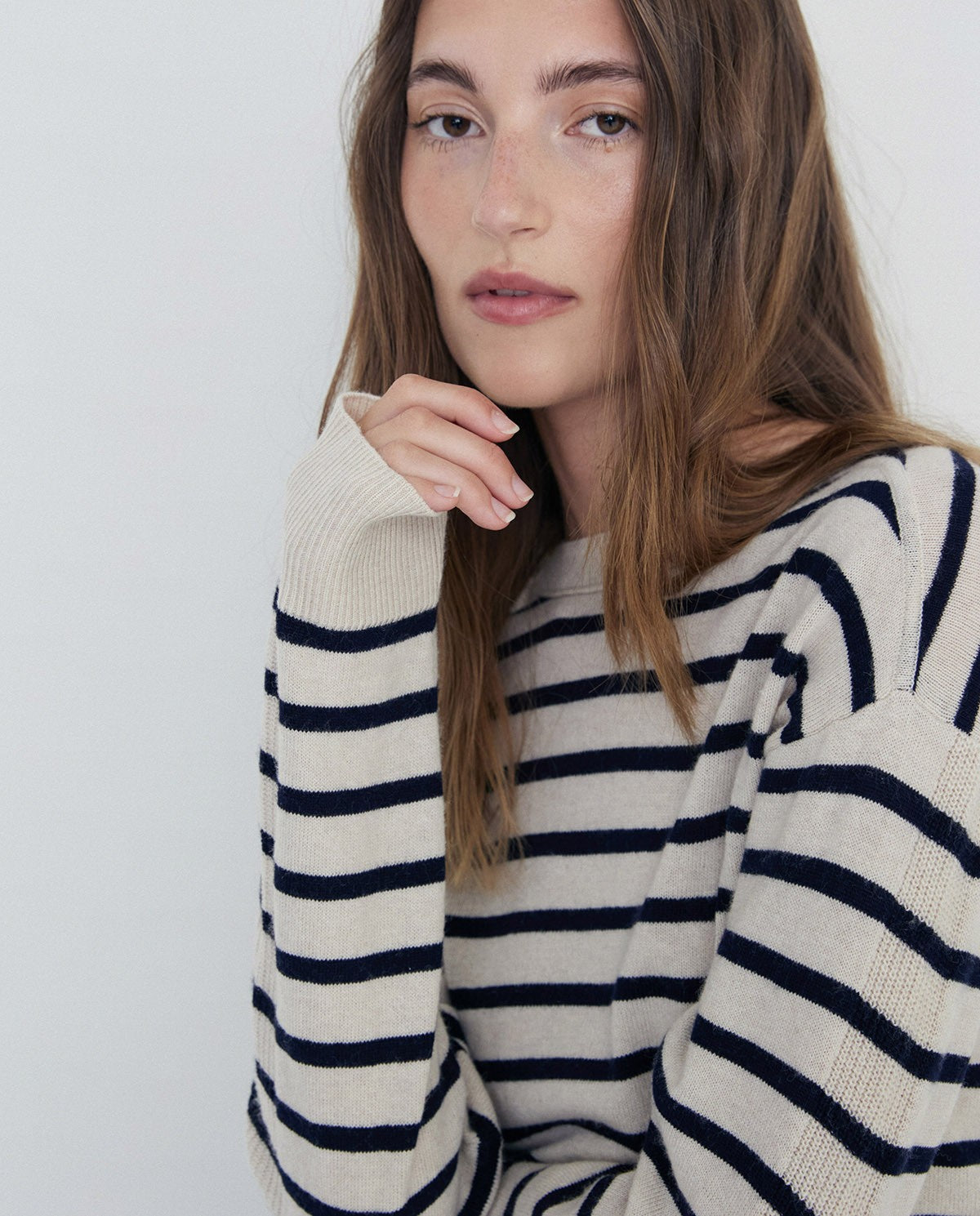 STRIPED SWEATER WITH CASHMERE NAVY  Ref. 41509