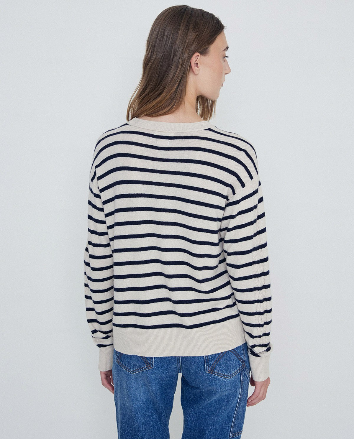 STRIPED SWEATER WITH CASHMERE NAVY  Ref. 41509