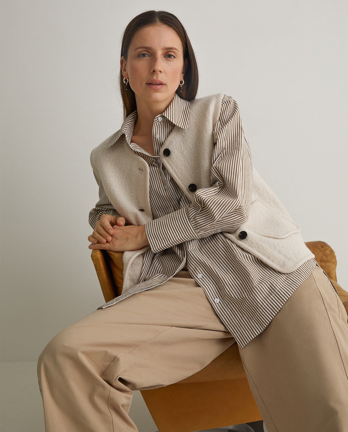 43878 - Camel Striped Shirt