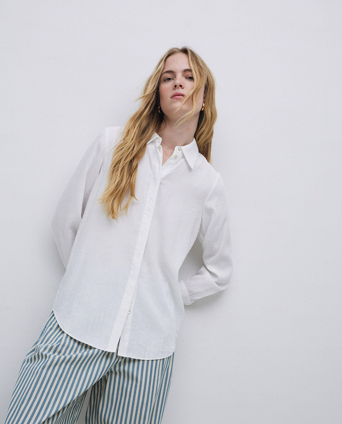 flowy white dress shirt Men's shirt