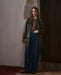 Yerse Leather Midi Coat Dark Brown