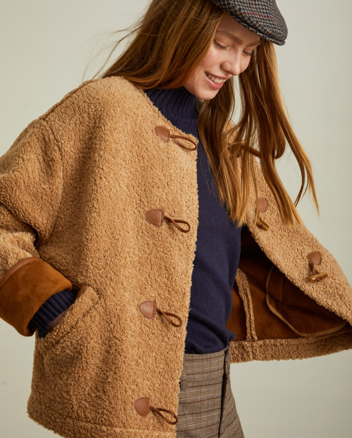 SHORT SHEARLING COAT CAMEL 39625