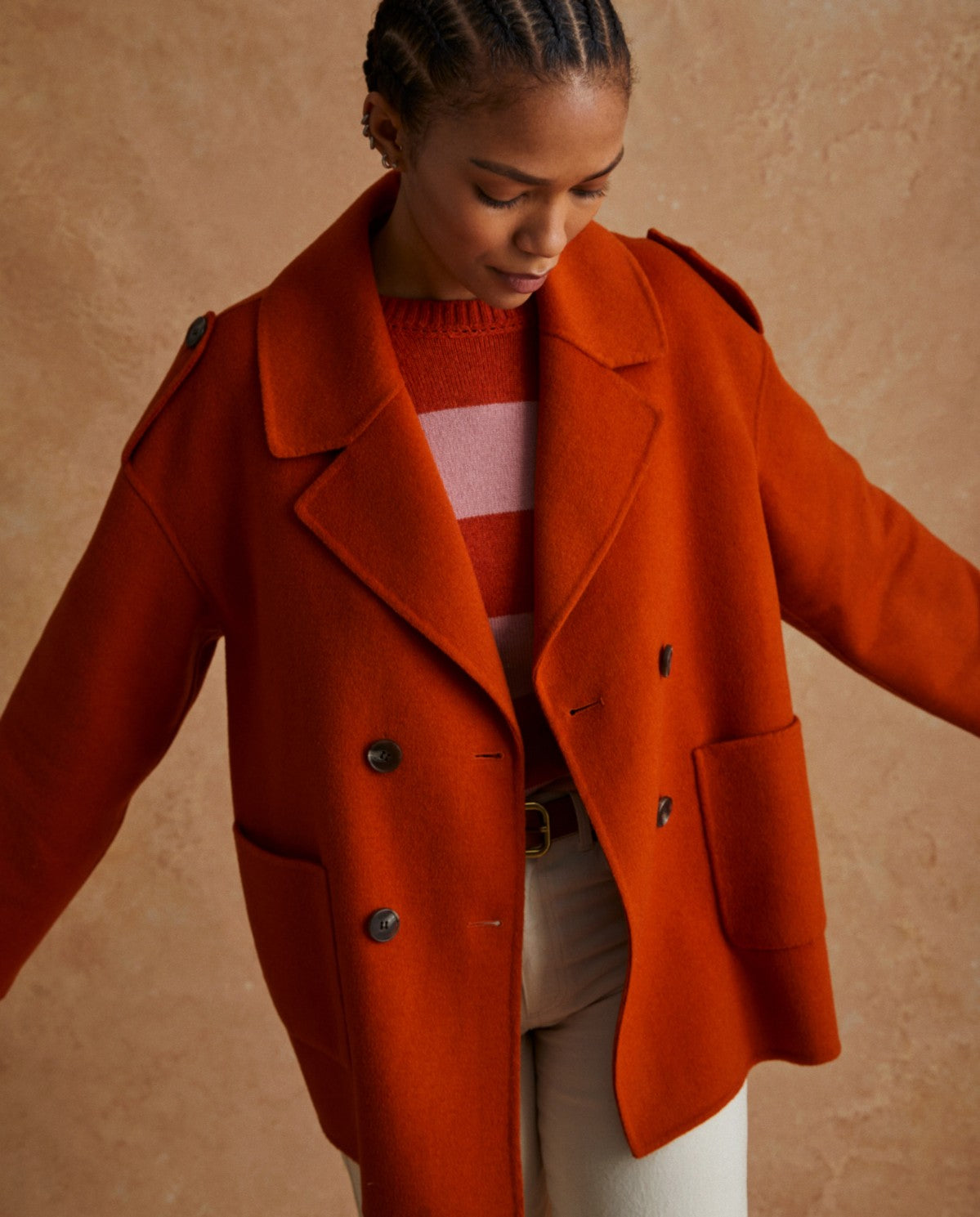 SHORT WOOL COAT ORANGE 39602