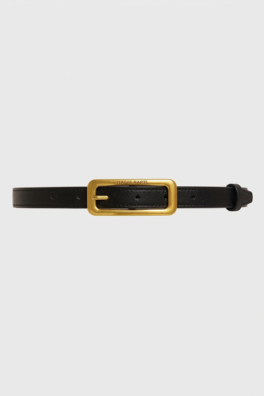 Nadia Rapti Slim Leather Belt Black