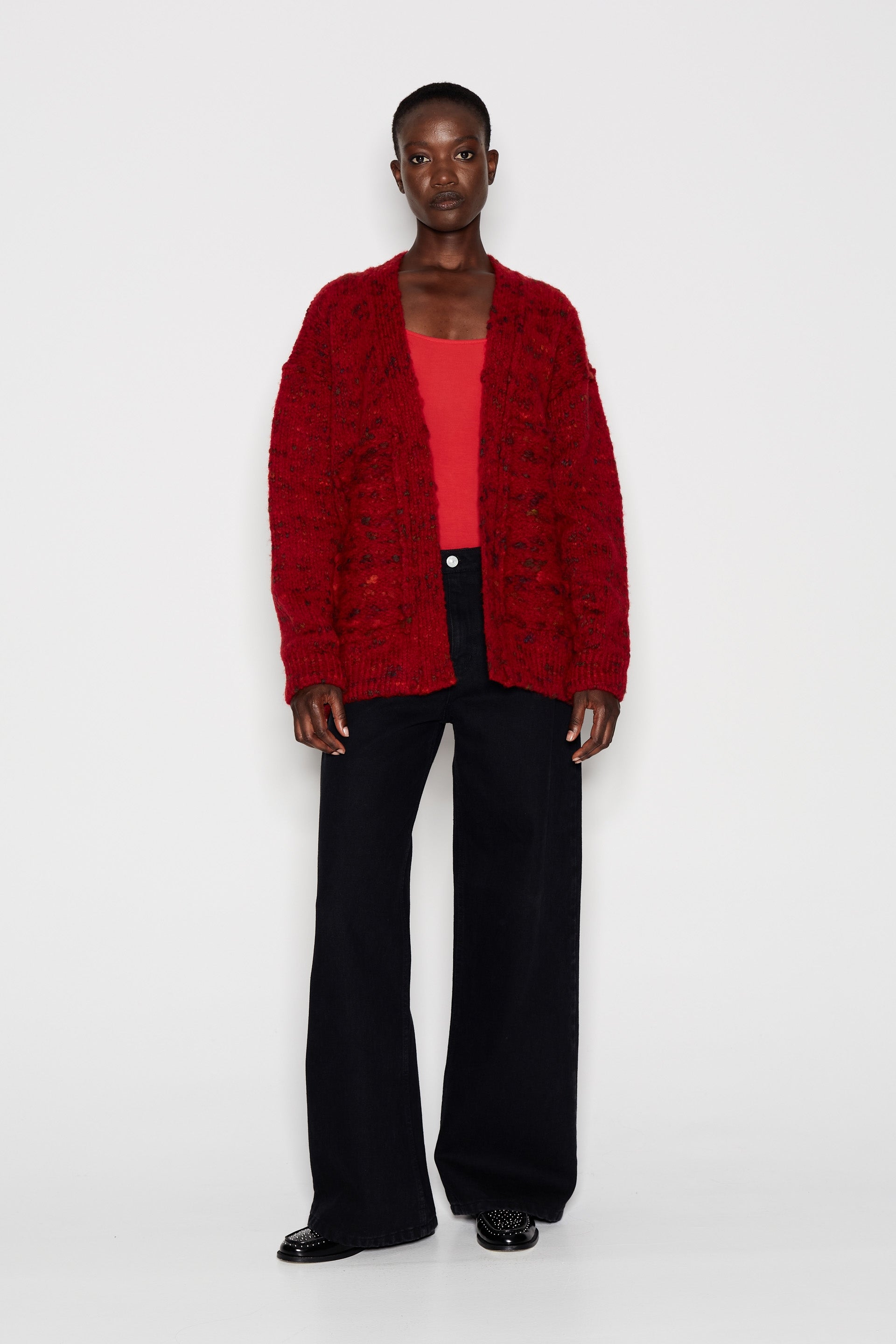 CANDY BAR CARDIGAN RED