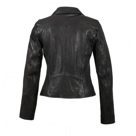 CLIPS (REF. 64095) BLACK - ASYMETRICAL REFINED JACKET IN GENUINE LEATHER