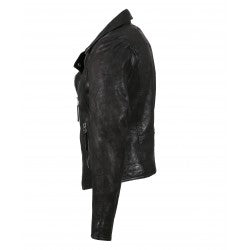 CLIPS (REF. 64095) BLACK - ASYMETRICAL REFINED JACKET IN GENUINE LEATHER