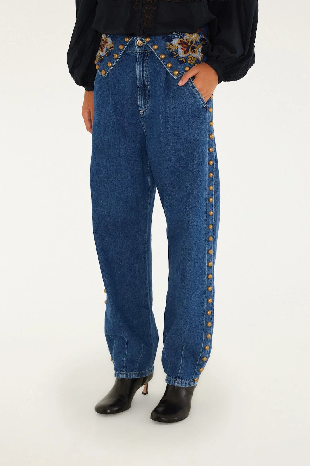 Balloon Golden Tassels Denim Pants