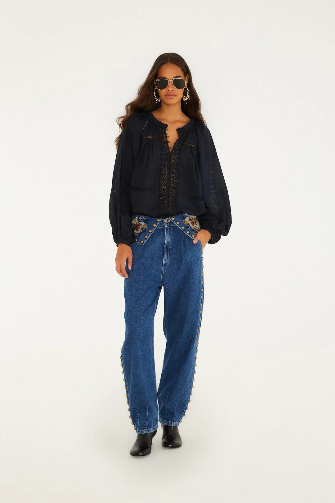 Balloon Golden Tassels Denim Pants