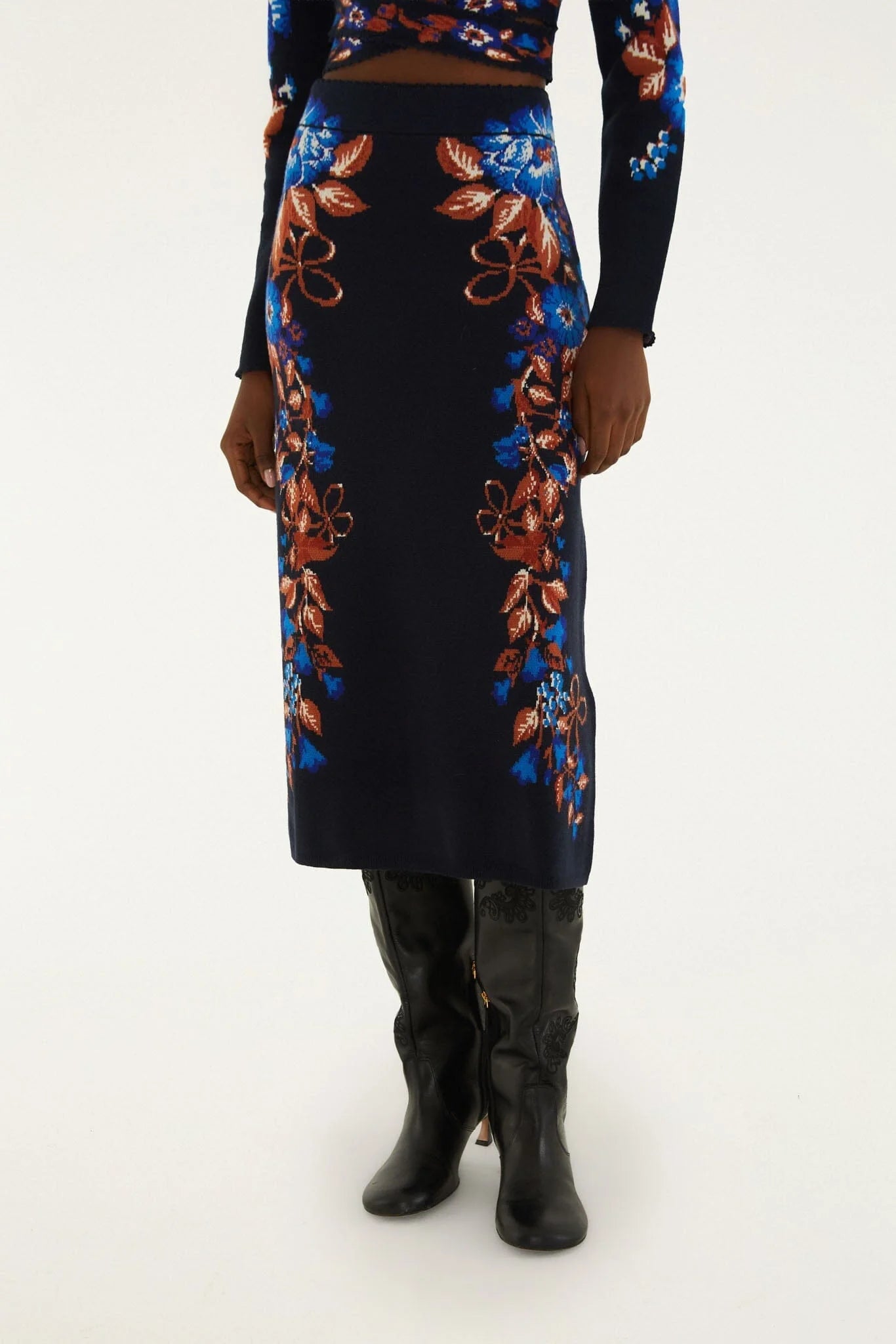Bow Garden Knit Midi Skirt