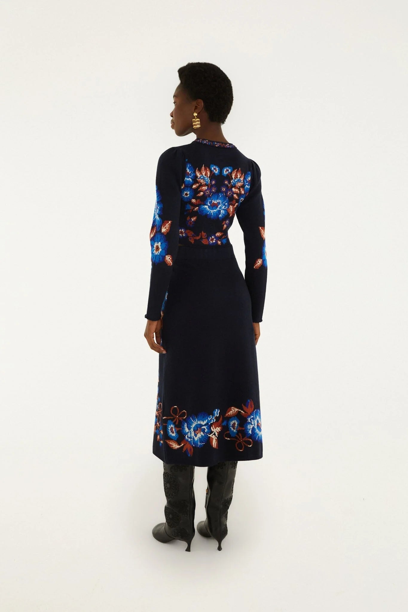 Bow Garden Knit Midi Skirt
