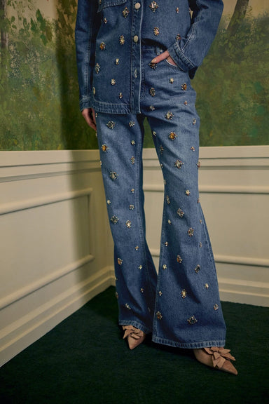 FARM Rio Golden Gems Denim Flared Trousers