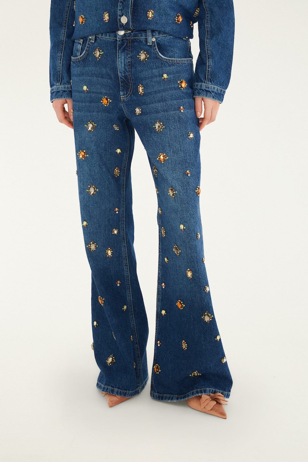FARM Rio Golden Gems Denim Flared Trousers