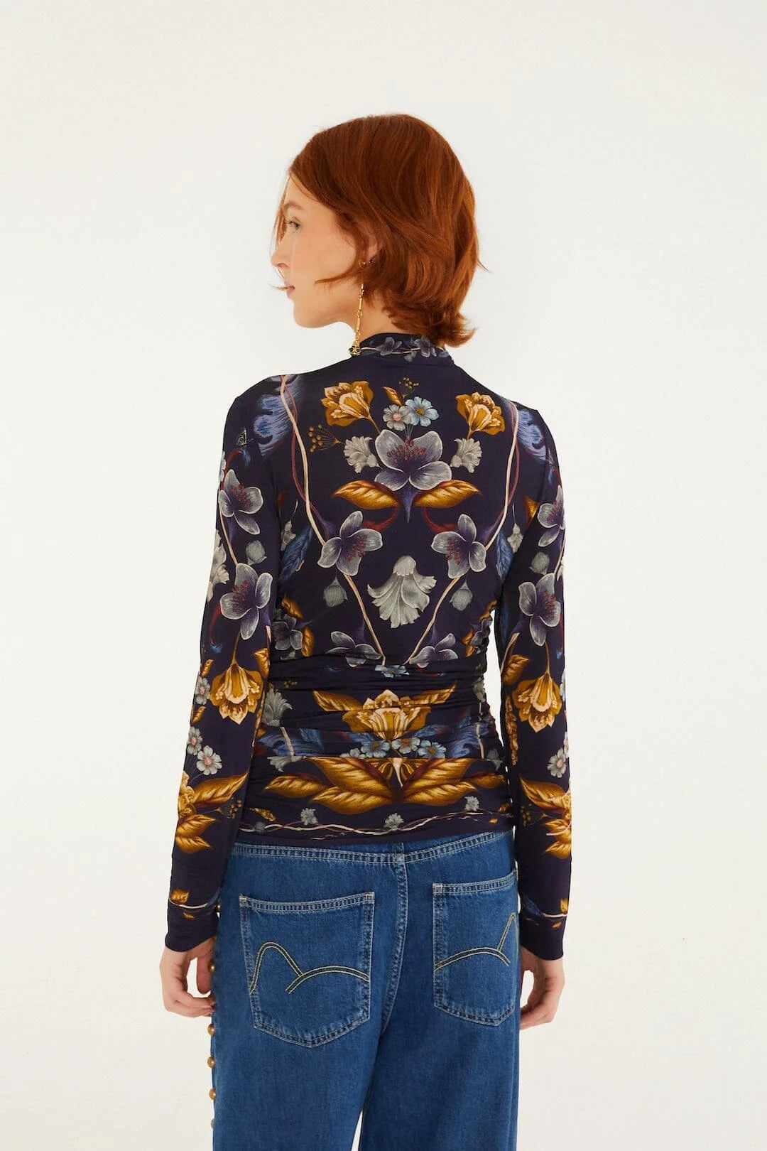 Farm Rio Golden Nature Long Sleeve Jersey Blouse