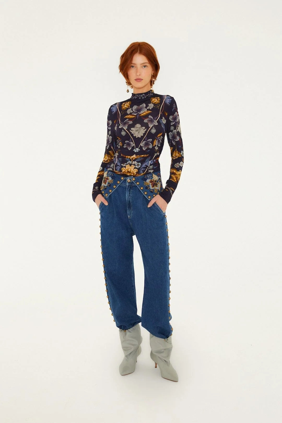 Farm Rio Golden Nature Long Sleeve Jersey Blouse