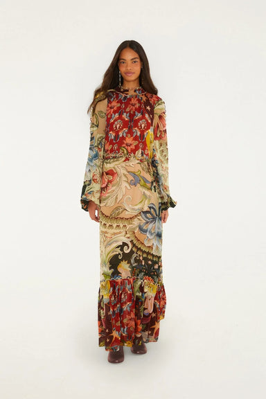 Farm Rio Mixed Lunar Boho Long Sleeve Maxi Dress