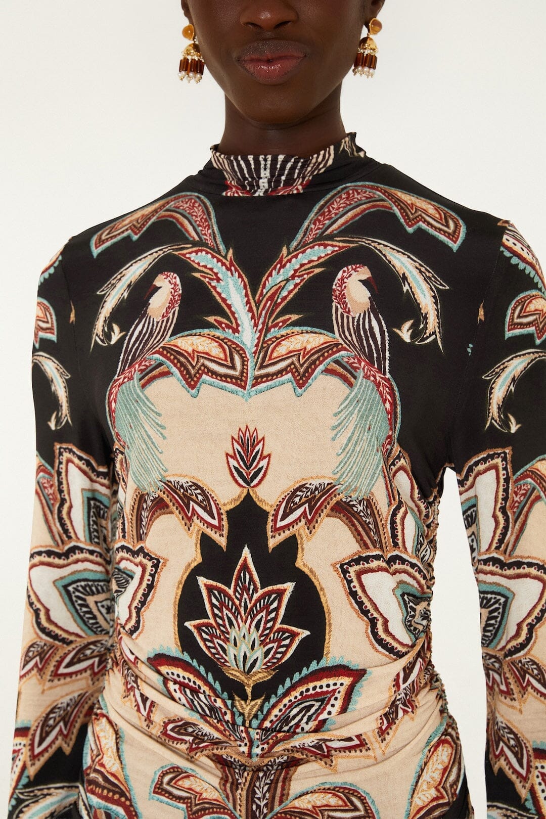 Farm Rio Tapestry Dream Long Sleeve Jersey Blouse