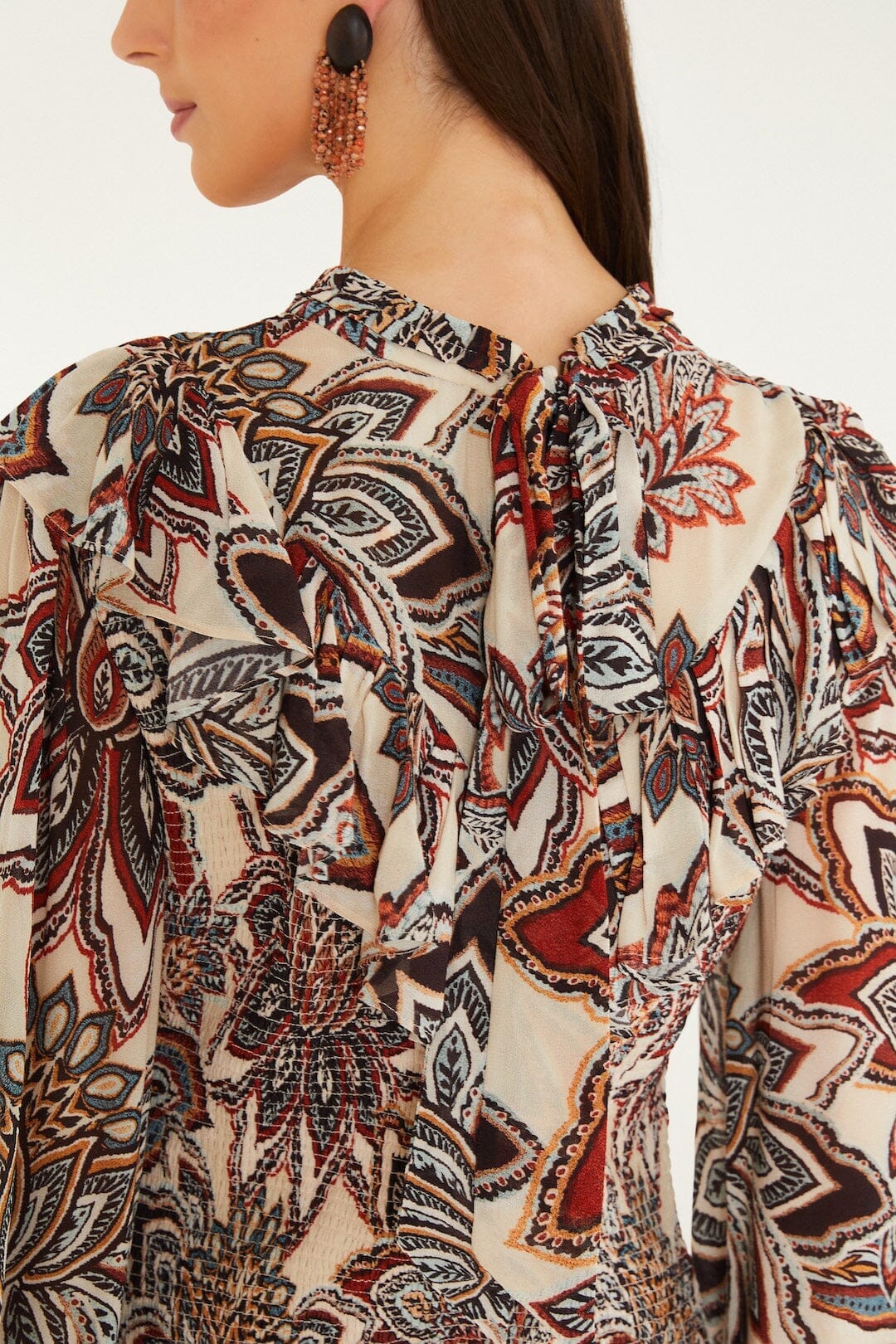 Farm Rio Tapestry Flowers Long Sleeves Mini Dress
