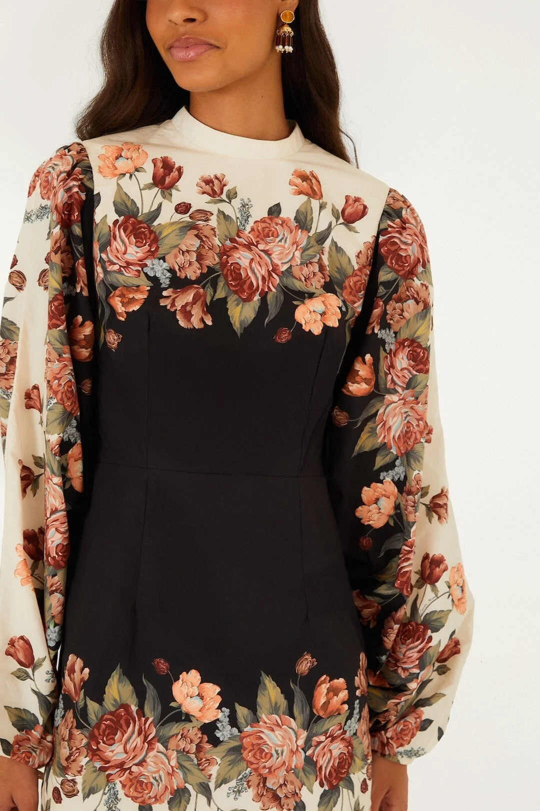 Farm Rio Winter Floral Long Sleeve Mini Dress