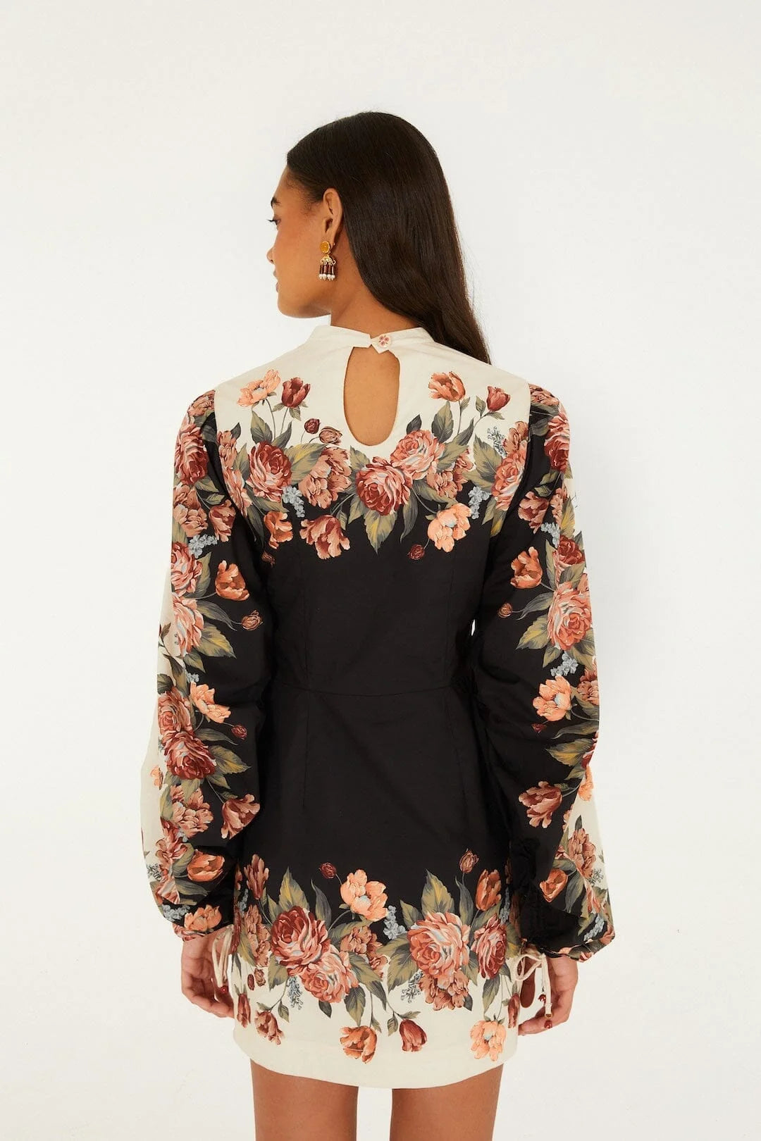 Farm Rio Winter Floral Long Sleeve Mini Dress