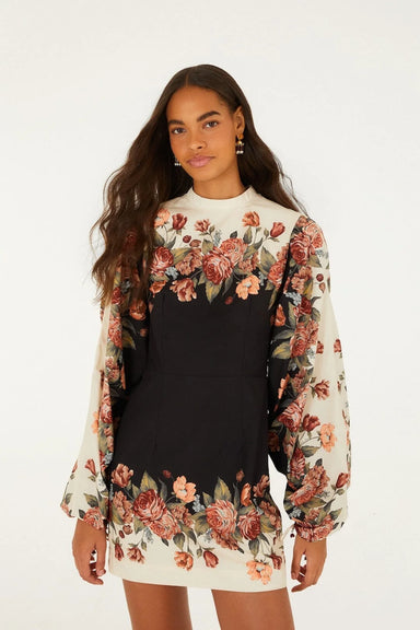 Farm Rio Winter Floral Long Sleeve Mini Dress