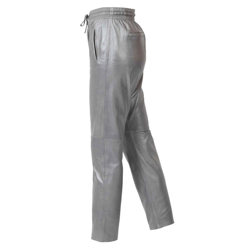 GIFT METAL (REF. 64588) ANTHRACITE - GENUINE LEATHER JOGPANTS