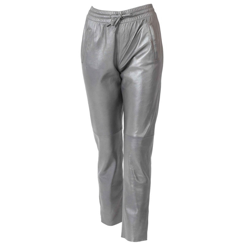 GIFT METAL (REF. 64588) ANTHRACITE - GENUINE LEATHER JOGPANTS