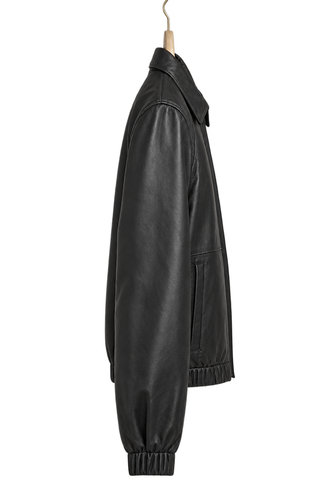 Leather Bomber Jacket Black