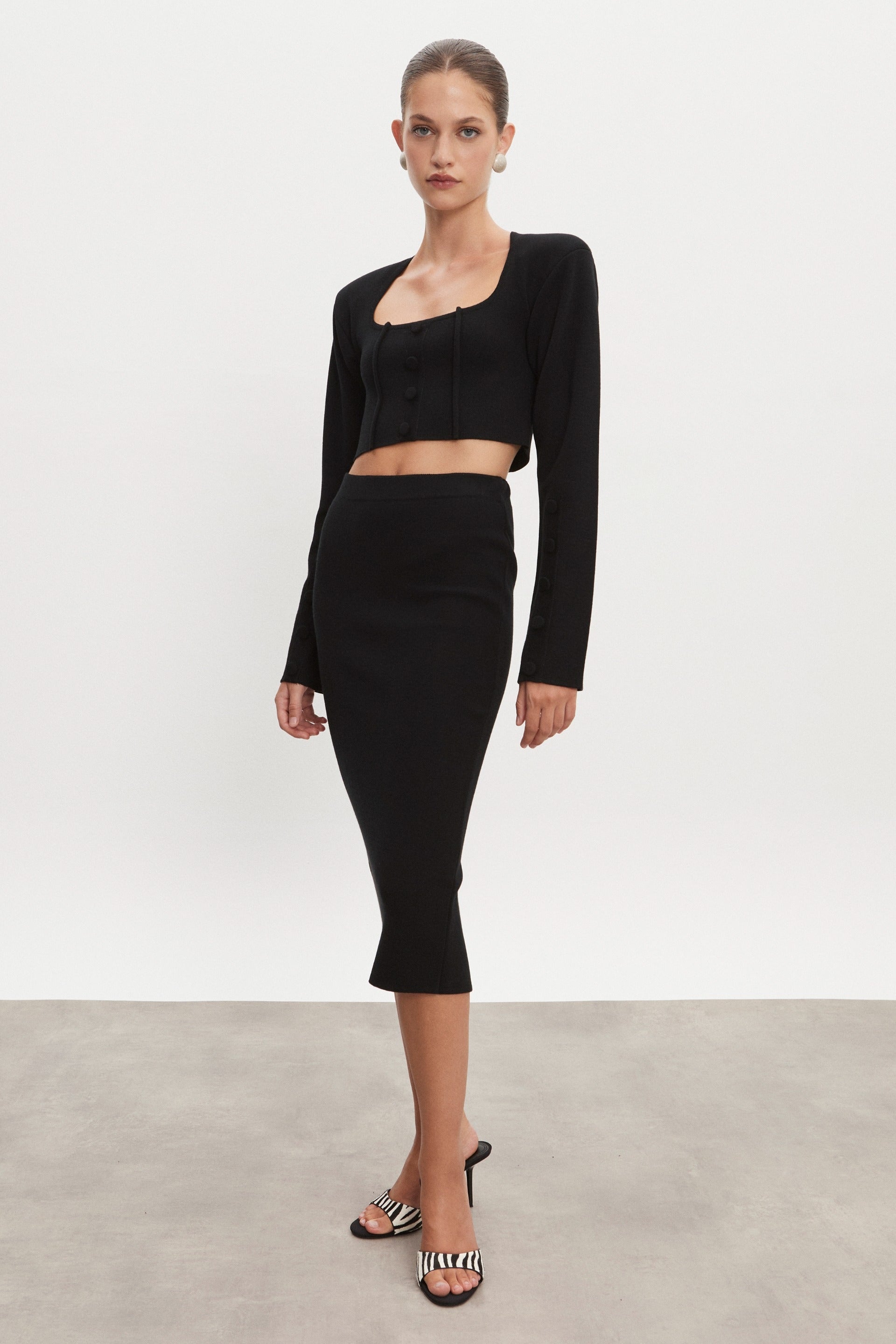 Nadia Rapti Heaven Knitted Midi Skirt Black