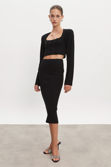 Nadia Rapti Heaven Knitted Midi Skirt Black