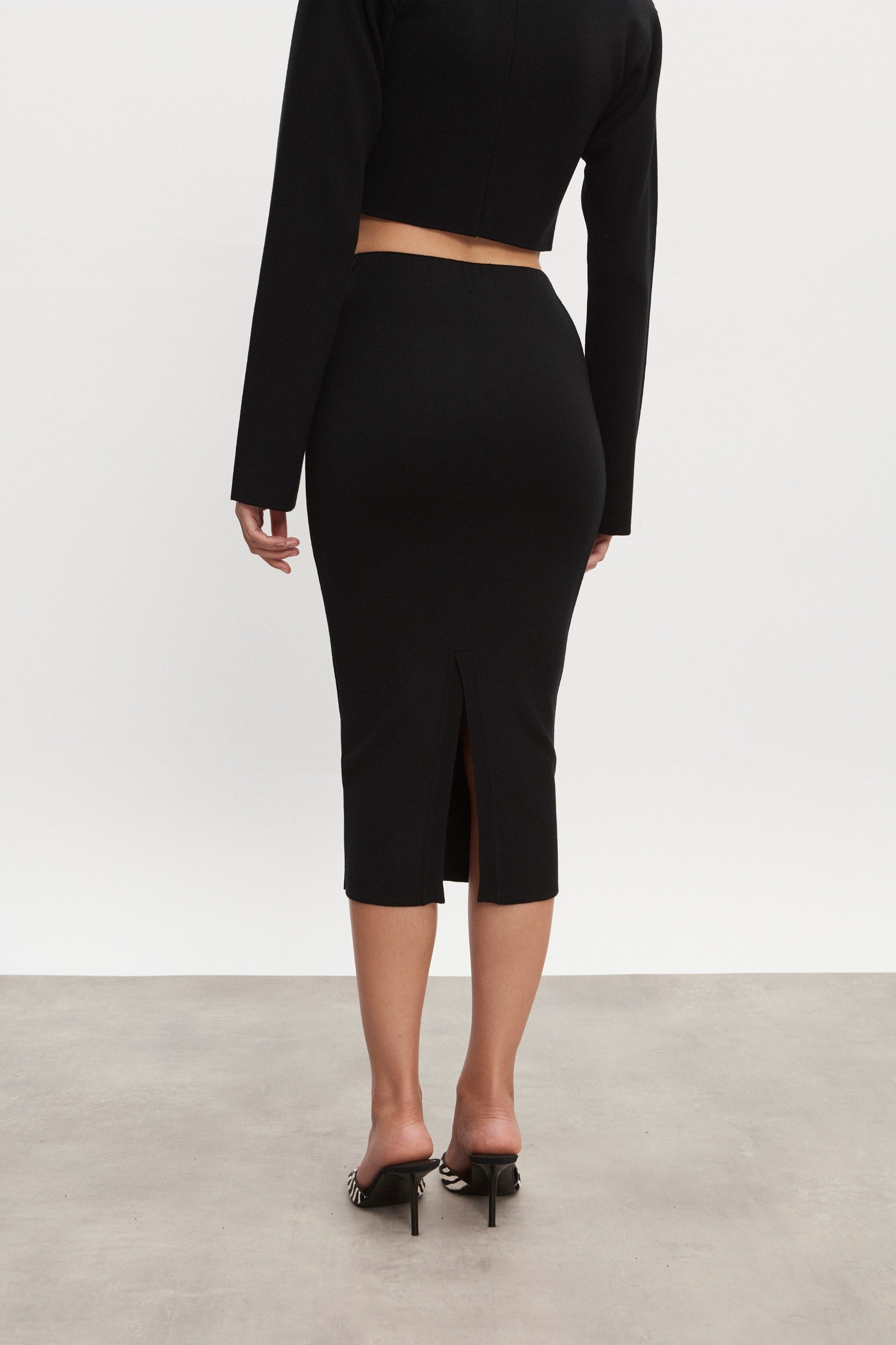 Nadia Rapti Heaven Knitted Midi Skirt Black