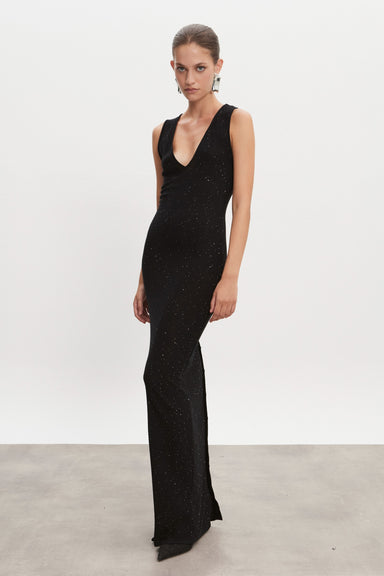 Nadia Rapti Magnetic Knitted Maxi Dress Black