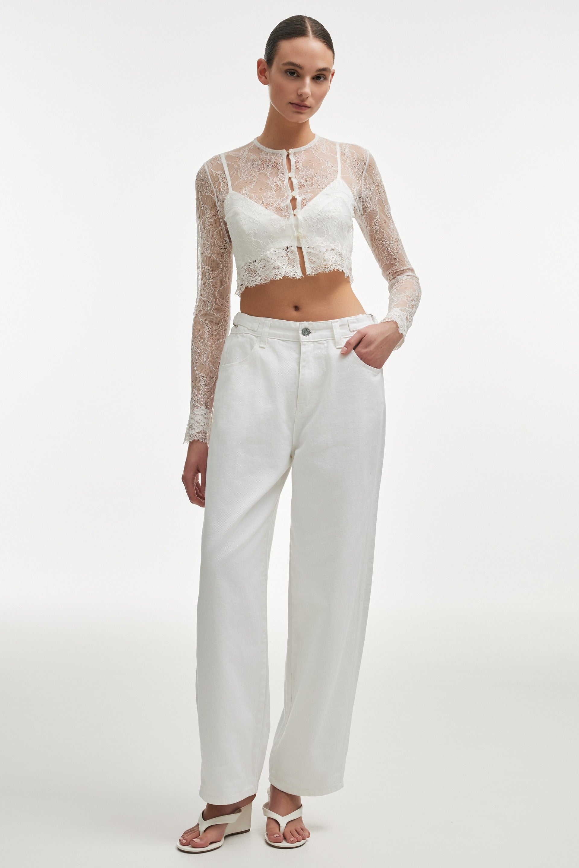 VEIL CARDIGAN TOP WHITE