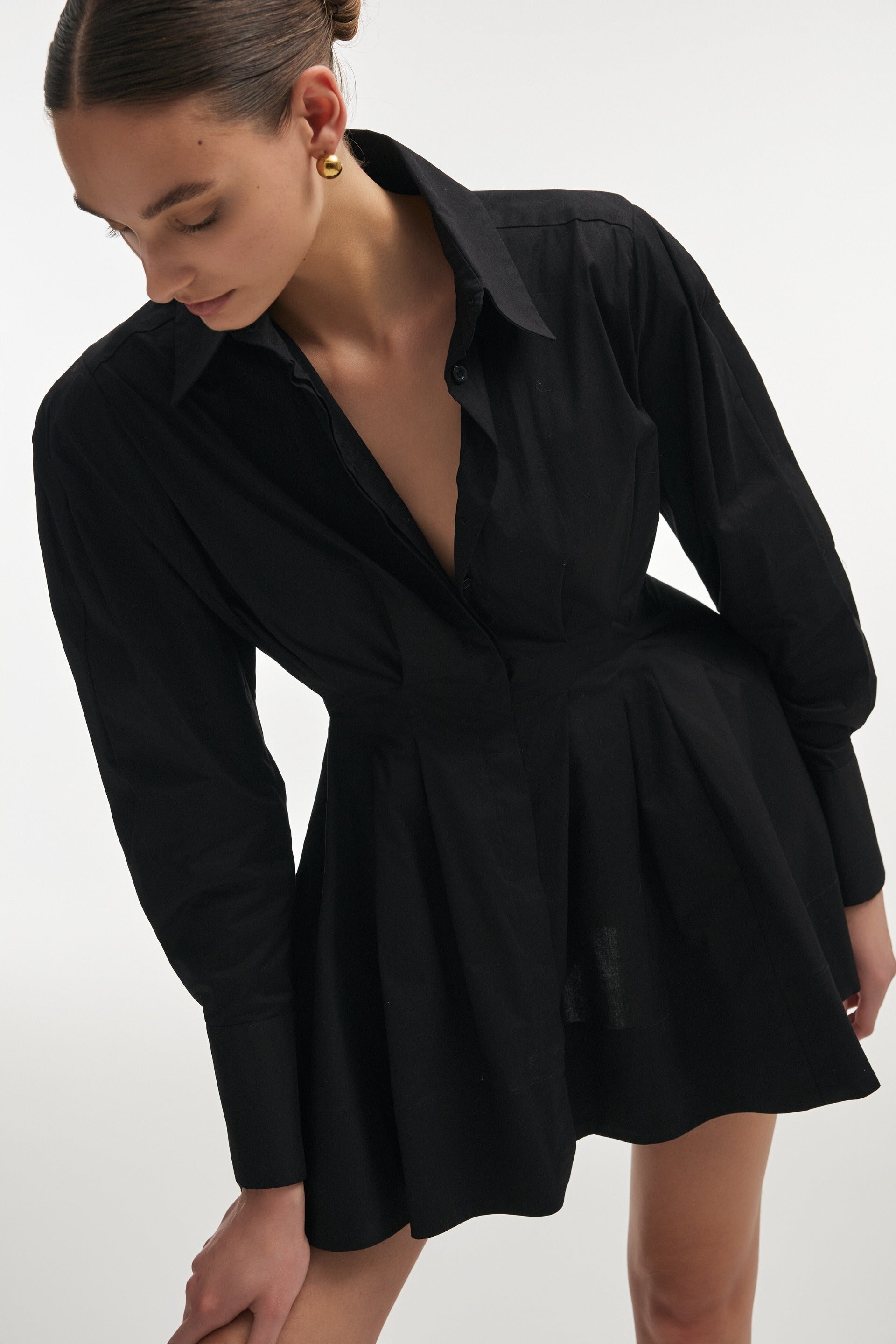 ROSE SHIRT DRESS - BLACK