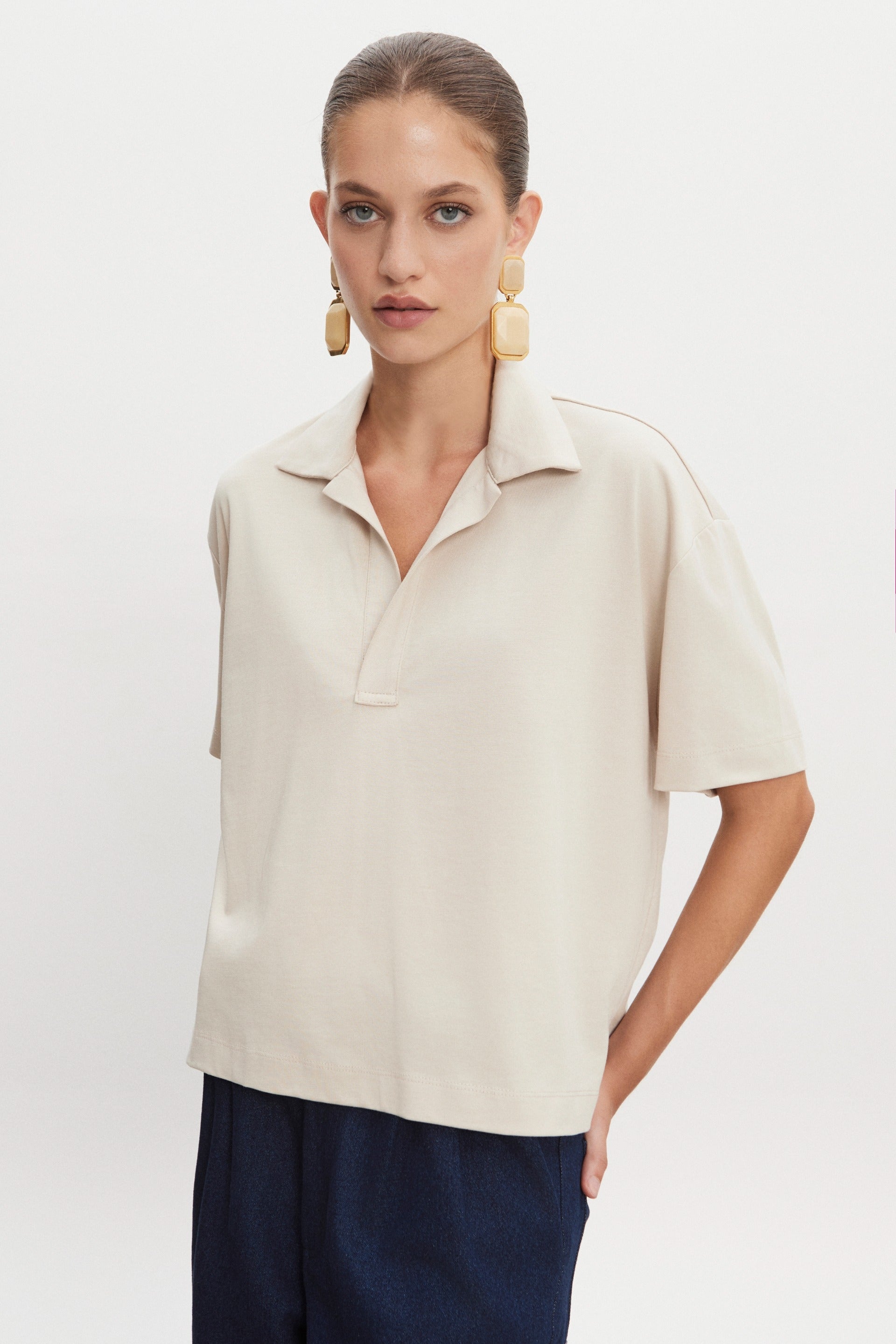 Nadia Rapti Jazz Polo Blouse Beige