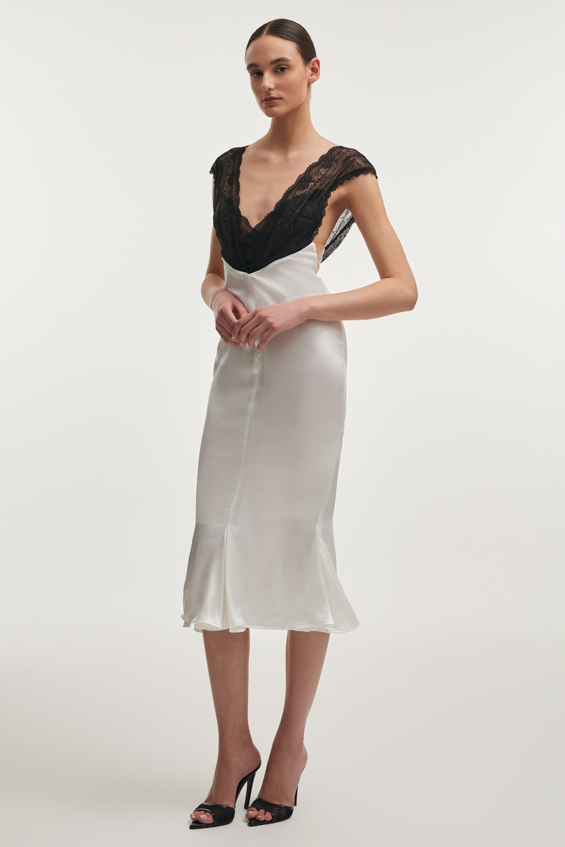 NAIA SILK MIDI DRESS WHITE