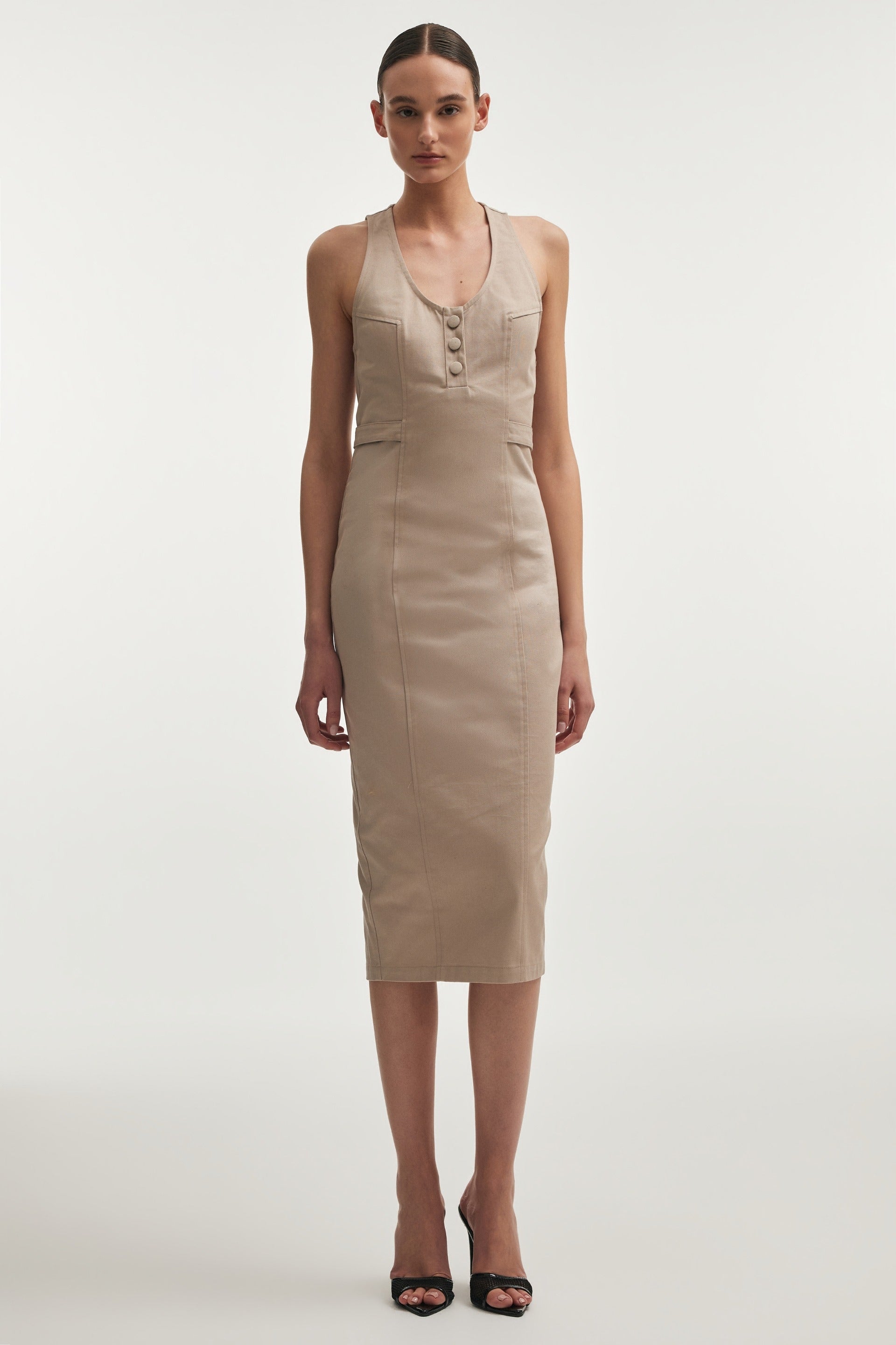 MUSE MIDI DRESS GREIGE