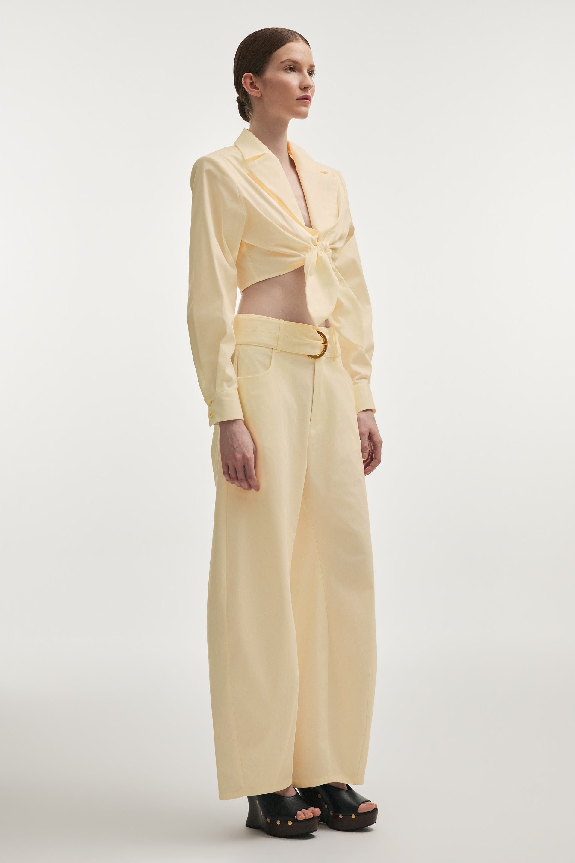PURE CROP SHIRT BUTTER YELLOW