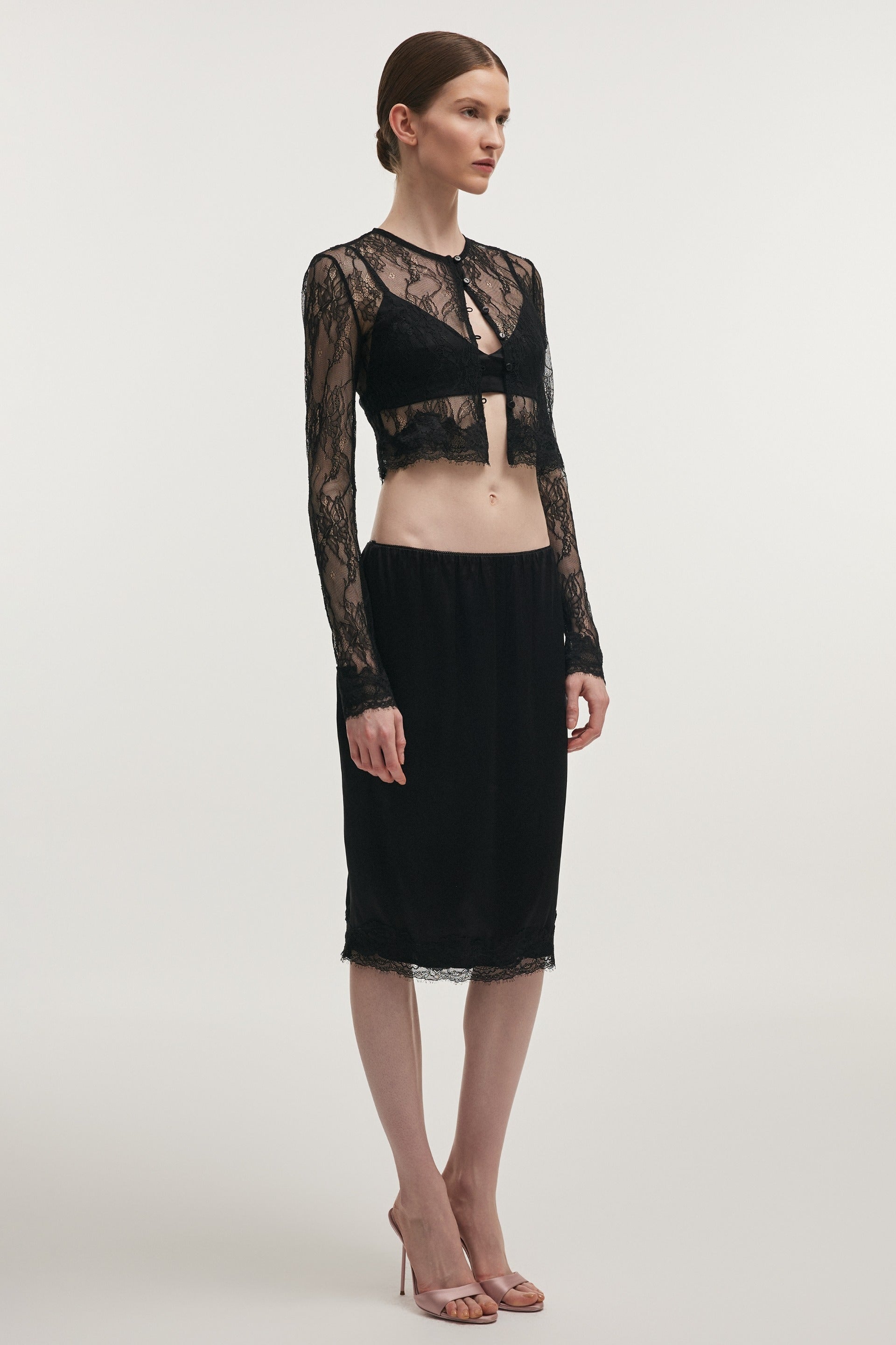 NAIA MIDI SKIRT - BLACK