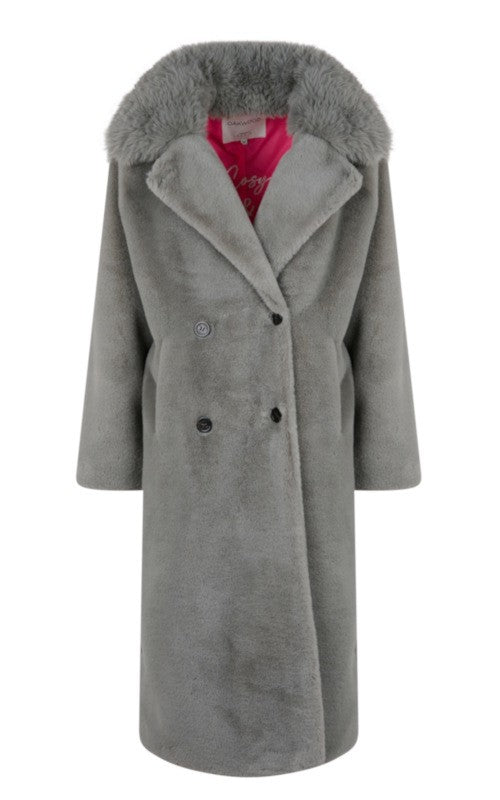 SORA - Grey Faux Fur Long Coat