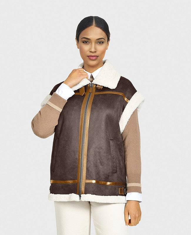 THEATRE (REF. 64535) ANTIC BROWN - FAUX SHEARLING JACKET