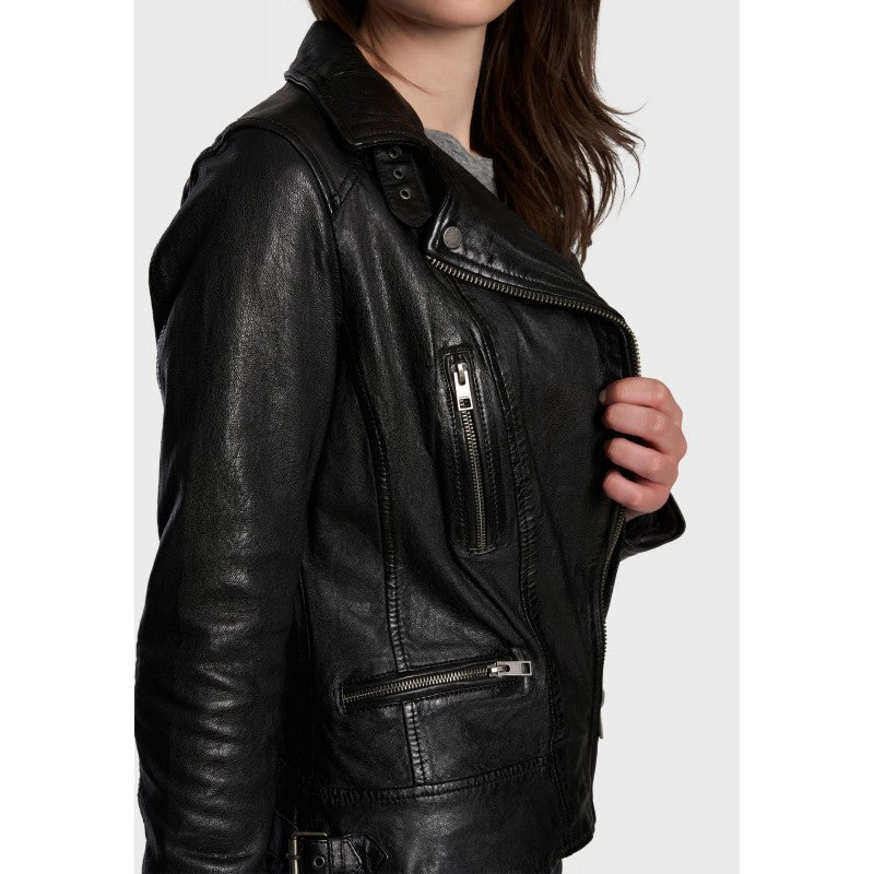 VIDEO (REF. 62065) BLACK - WASHED LOOK GENUINE LEATHER JACKET