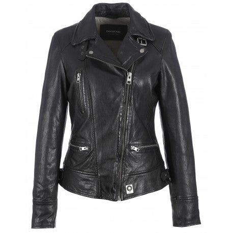 VIDEO (REF. 62065) BLACK - WASHED LOOK GENUINE LEATHER JACKET