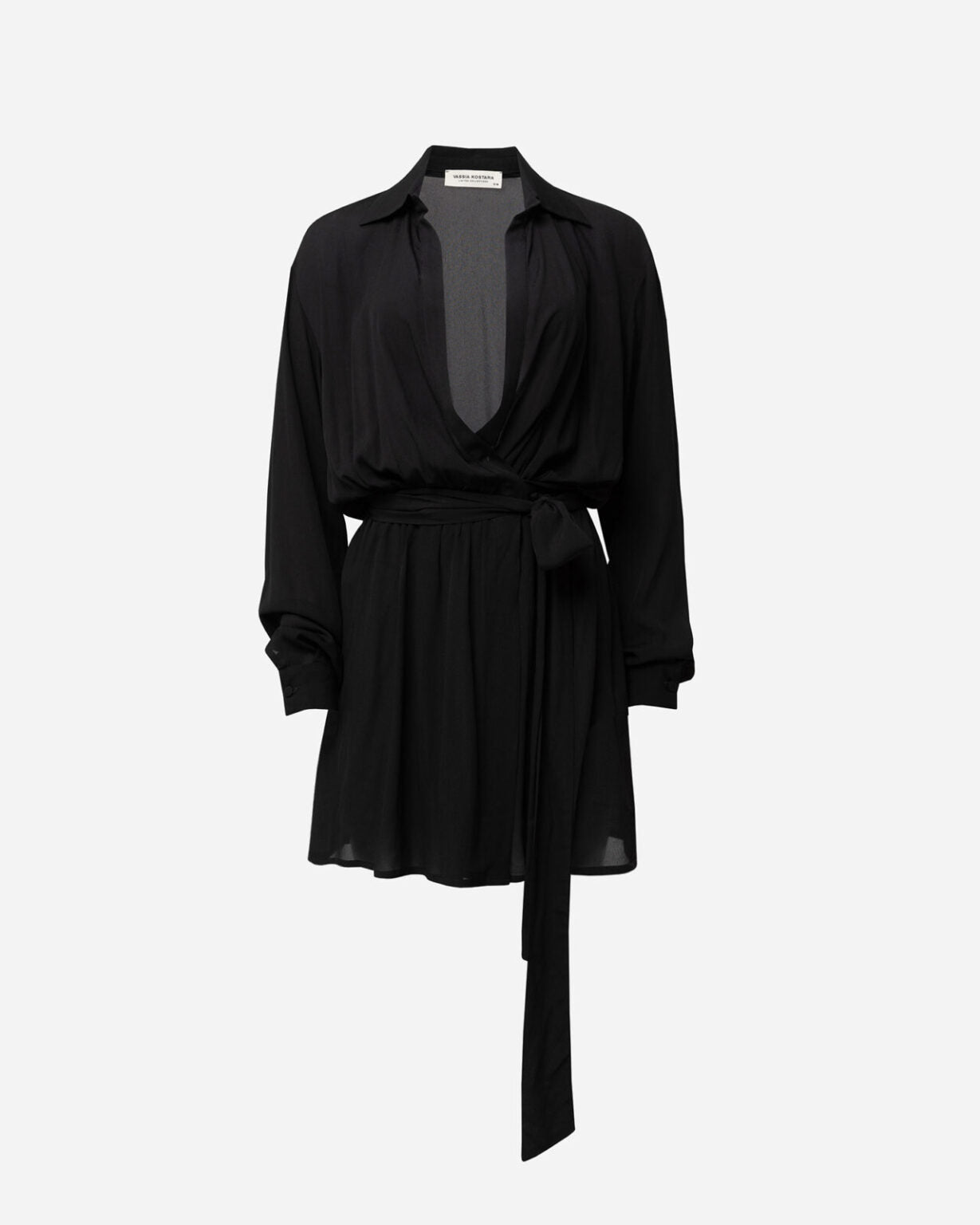 BLACK WRAP MINI DRESS