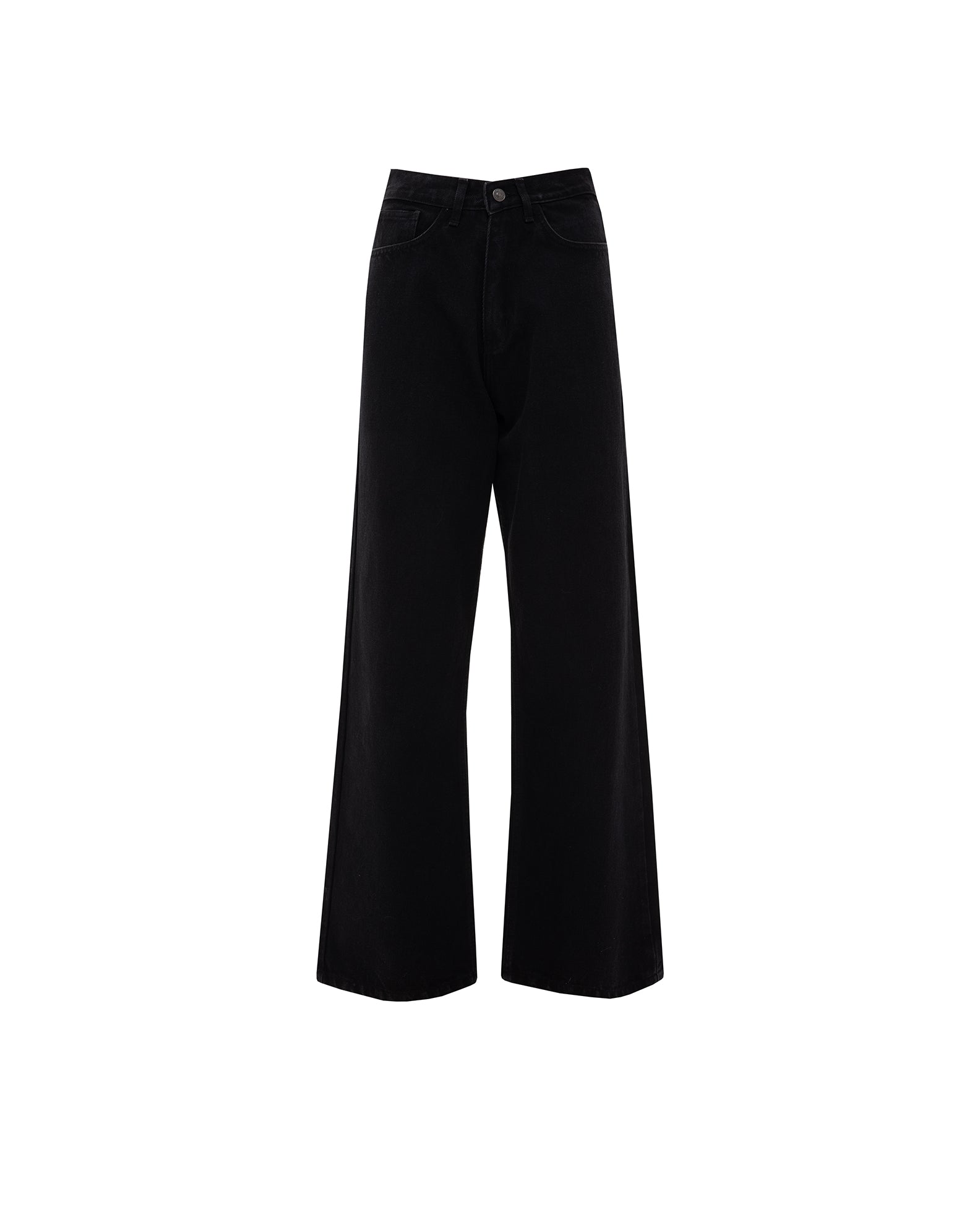 BLACK STRAIGHT-LINE JEANS