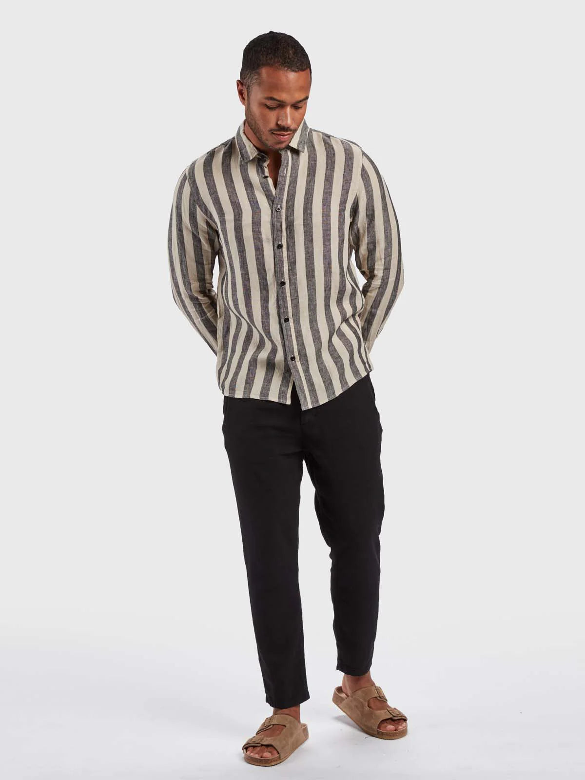 York Big Stripes LS Shirt - Beige Stripe