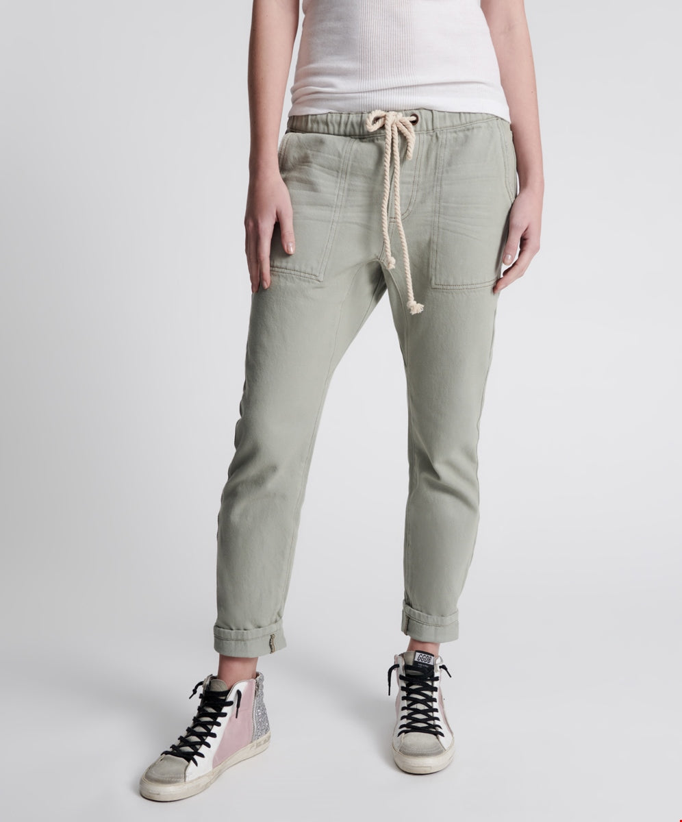 FADED KHAKI SHABBIES DRAWSTRING BOYFRIEND JEANS SKU:24630