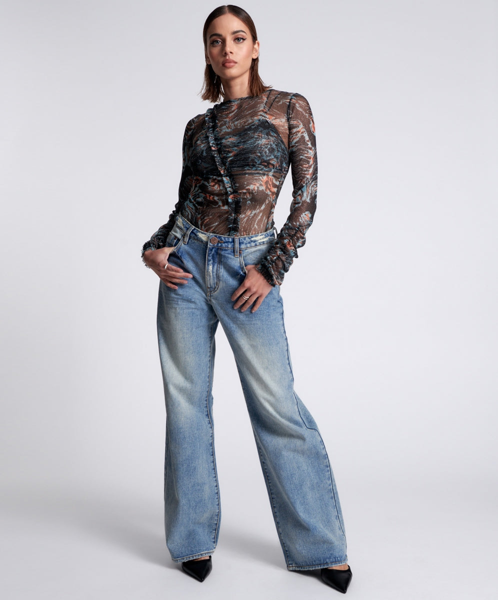 SUNBLEACH BLUE JACKSON MID WAIST WIDE LEG JEANS SKU:24796