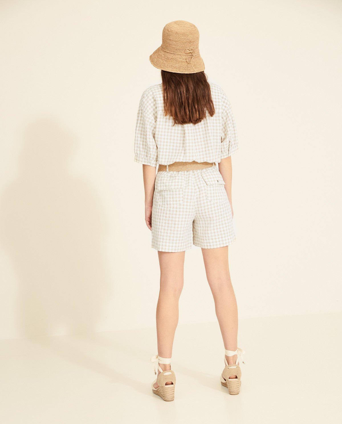 GINGHAM SHORTS ECRU BEIGE  Ref. 34854