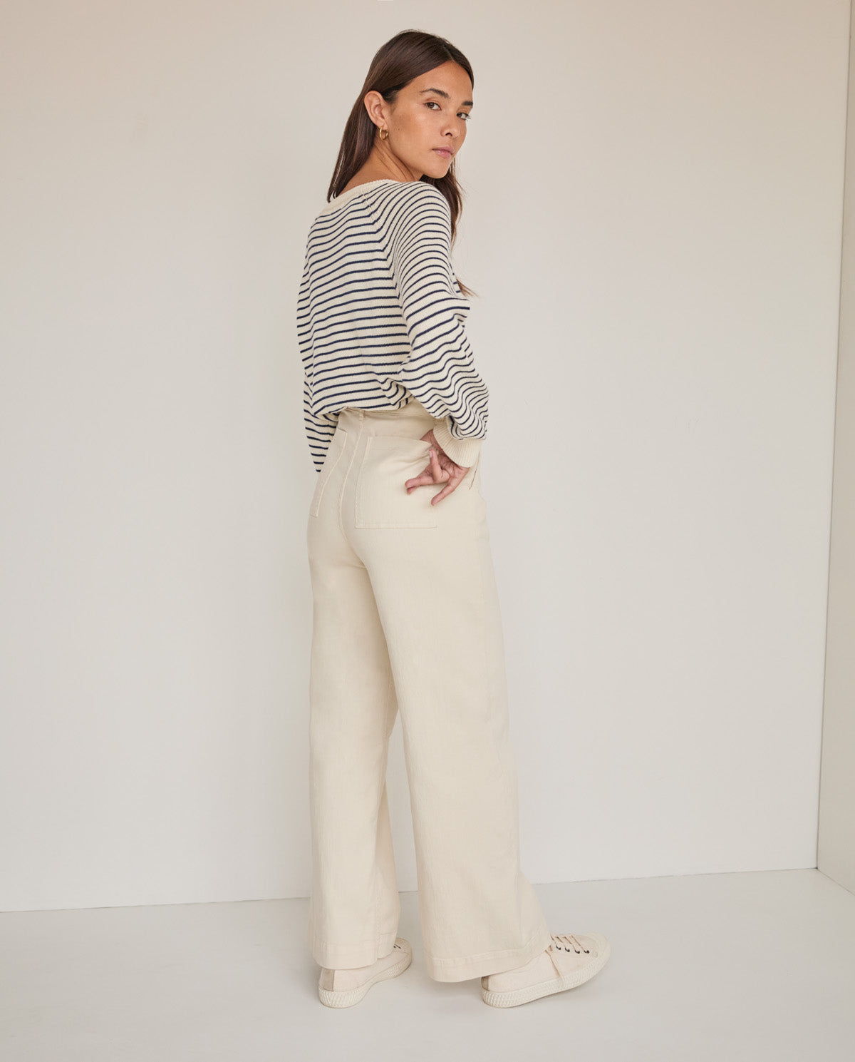 WIDE-LEG DENIM TROUSERS ECRU  Ref. 36832